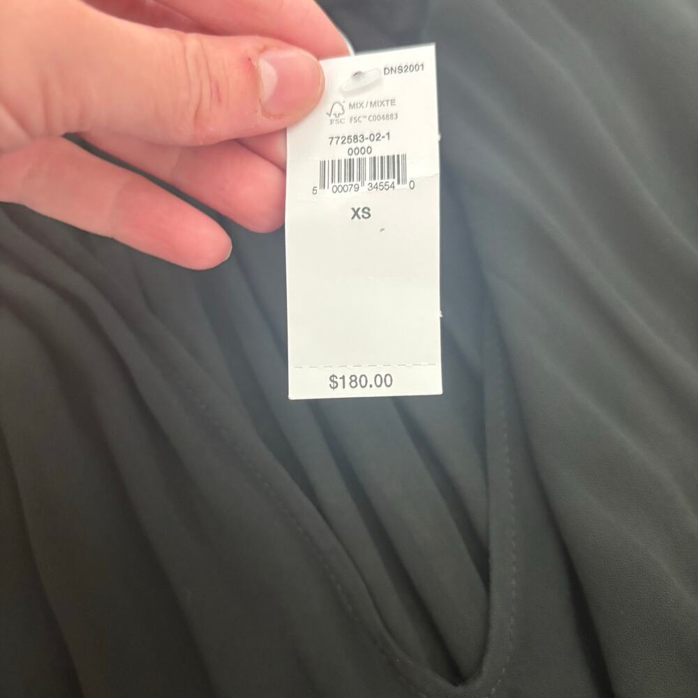 NWT Banana Republic Petite Flounced Hem Midi Dress Sz XS Black Sheer Minimalist - Picture 10 of 16
